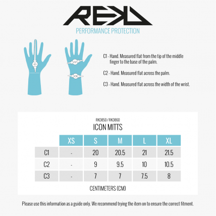 Rekd Protection Icon Snow Mitts Size Guide